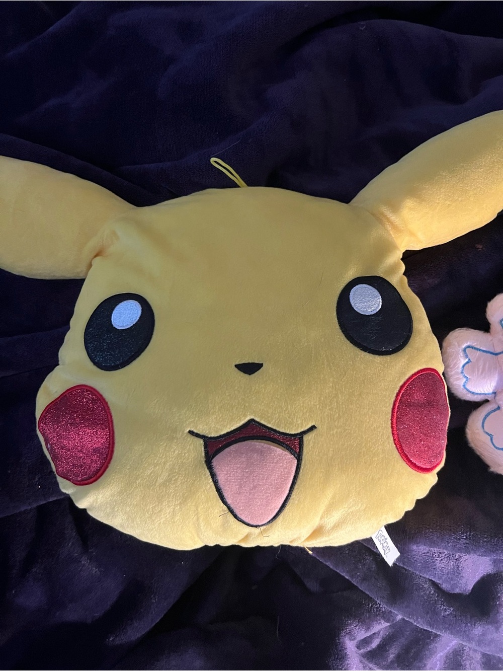 Pokemon Pikachu Plush Head Pillow - Yellow with Red Cheeks